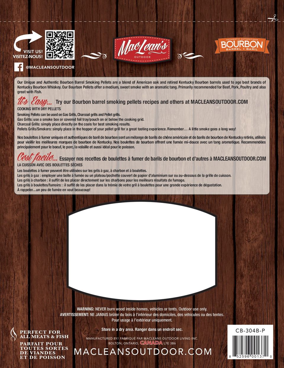 MacLean's Authentic Bourbon Barrel BBQ Smoking Pellets, 5-pound Bag