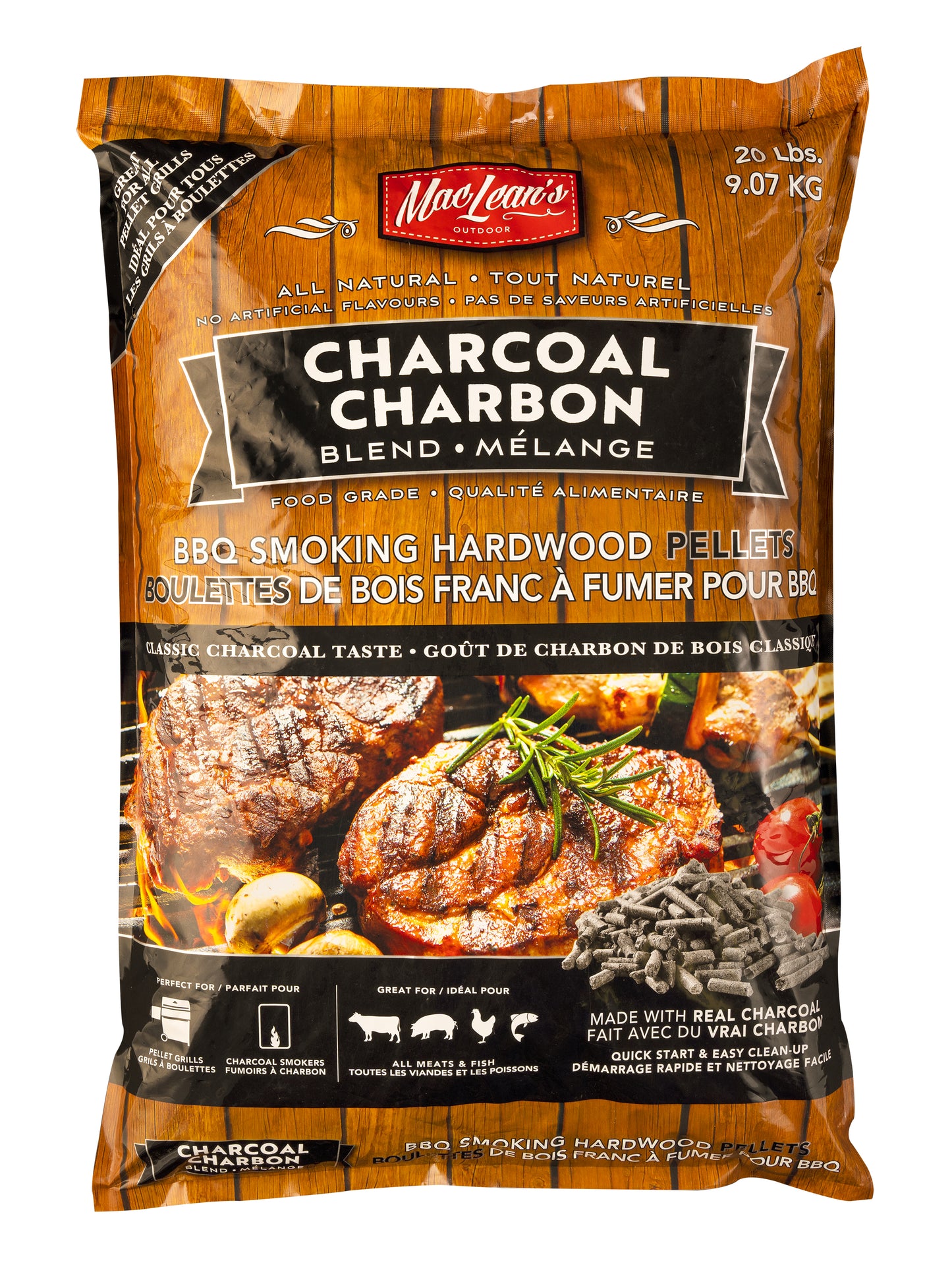 MacLean's Authentic Charcoal Blend BBQ Smoking Pellets, 20-pound Bag