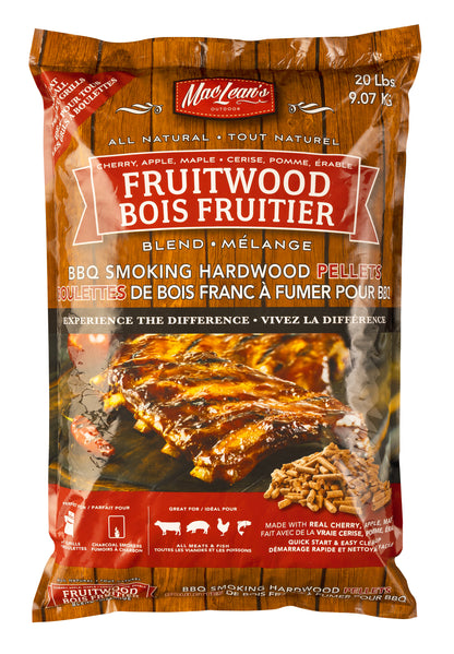 MacLean's Authentic Fruitwood Blend BBQ Smoking Pellets, 20-pound Bag