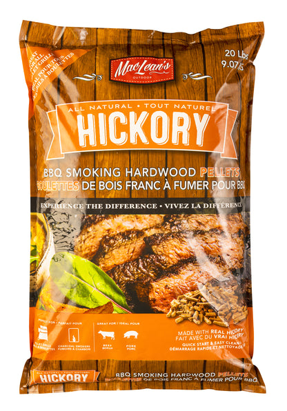 MacLean's Authentic Hickory Wood BBQ Smoking Pellets, 20-pound Bag