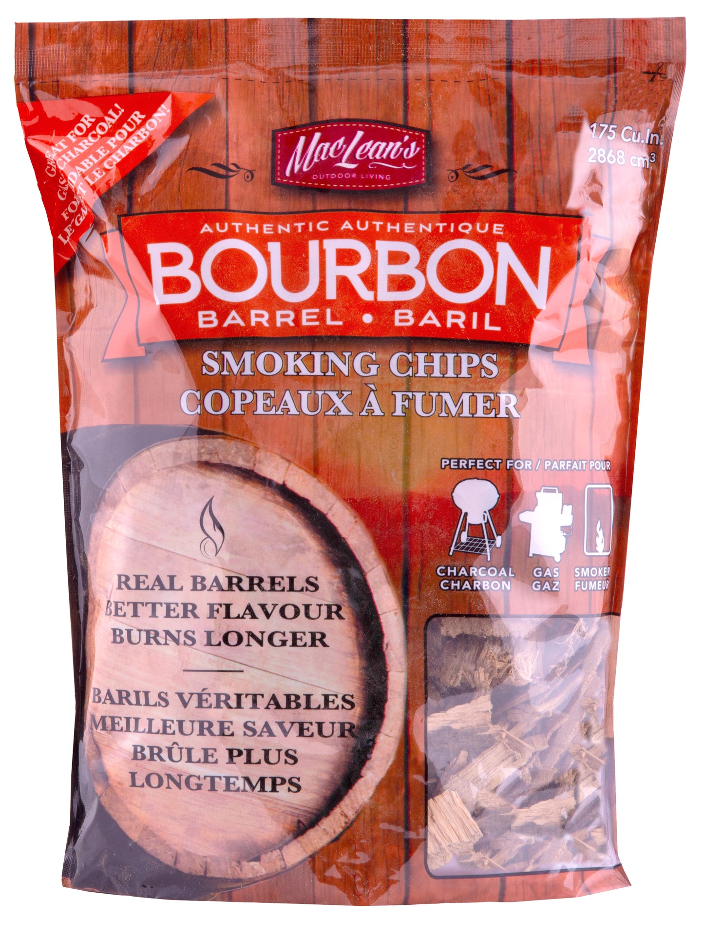 MacLean's Authentic Bourbon Barrel BBQ Smoking Chips