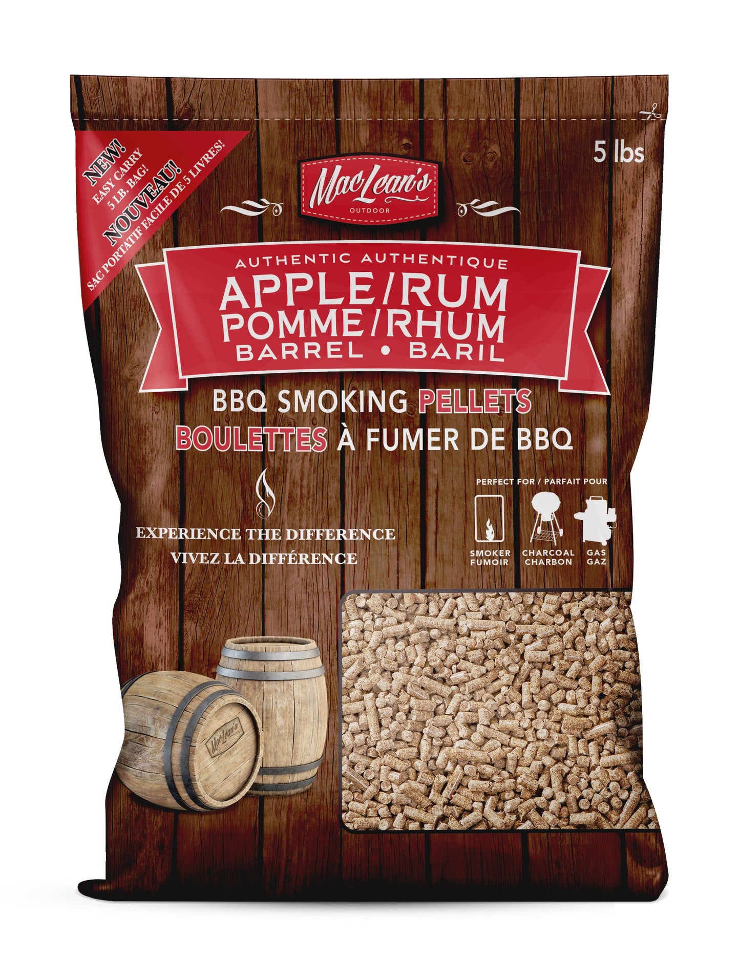 MacLean's Authentic Apple/Rum Barrel Blend BBQ Smoking Pellets, 5-pound Bag